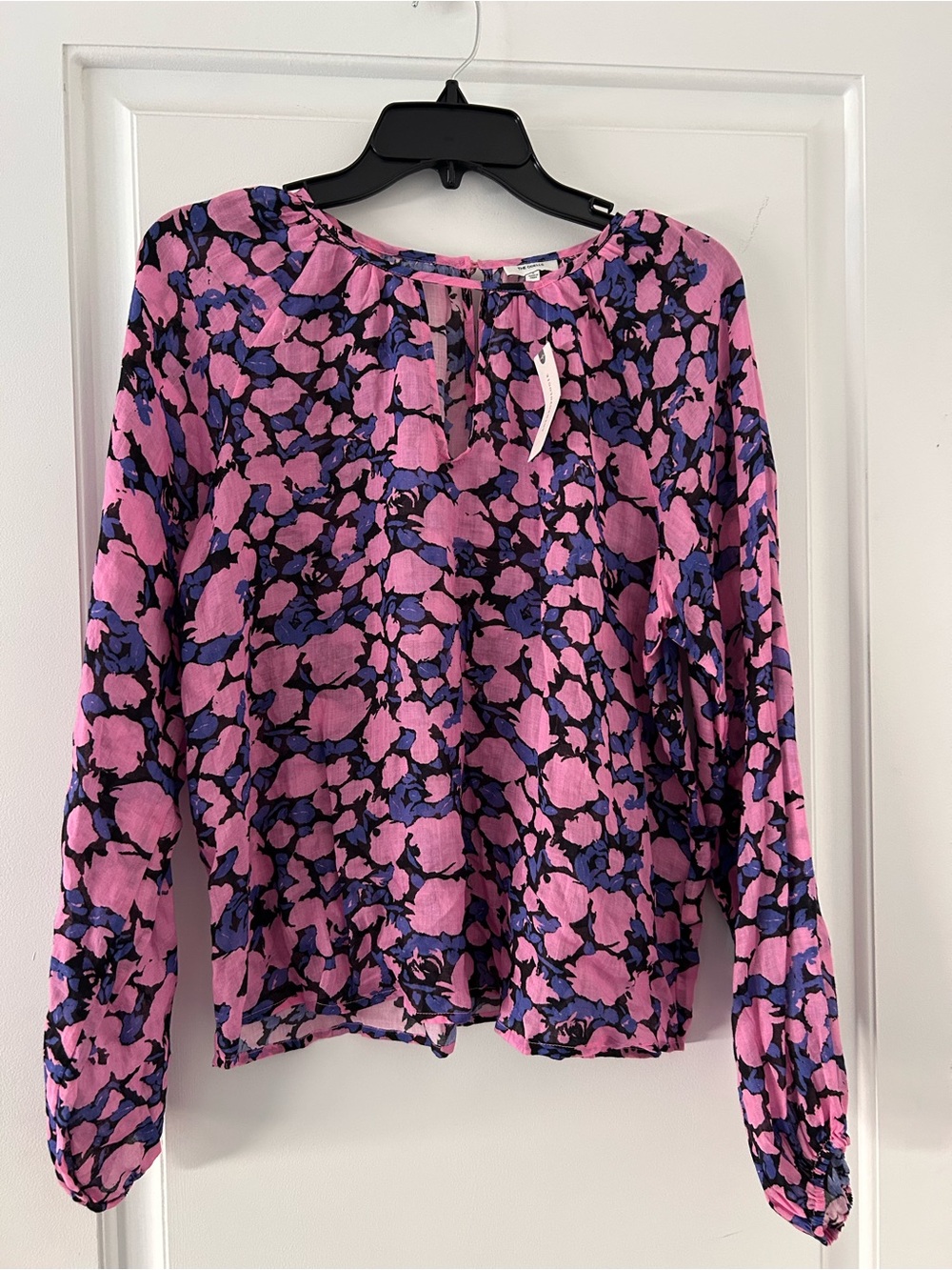 Pink Floral Long-Sleeve Peasant Blouse